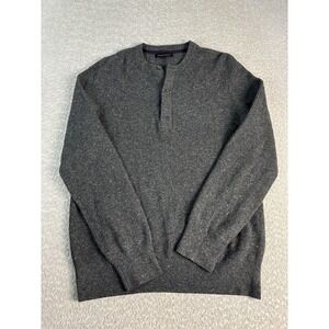 Banana Republic Sweater Mens Large Gray Wool Silk Henley Crewneck Knit Pullover